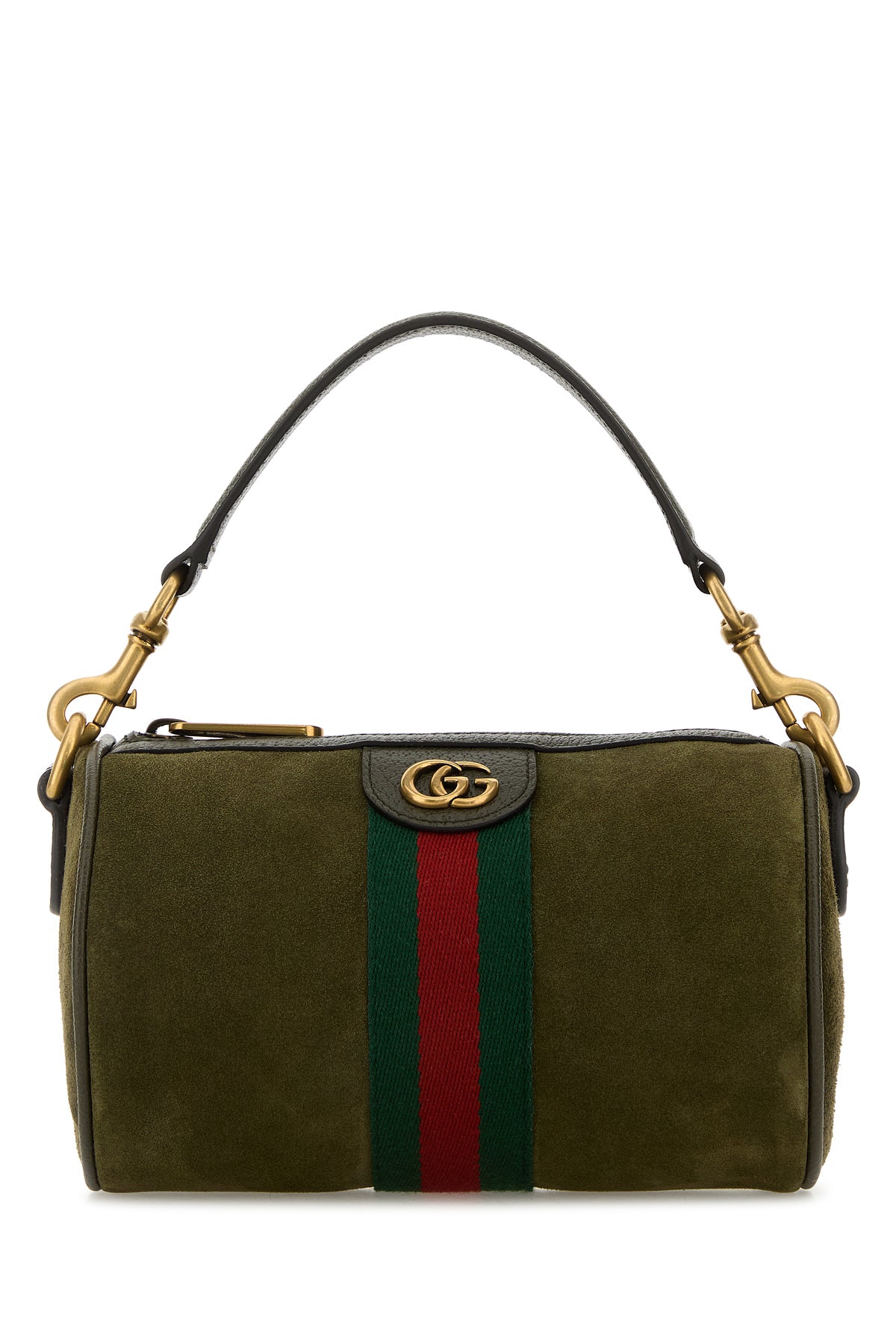 Gucci Borsa a mano Ophidia mini in pelle scamosciata verde oliva