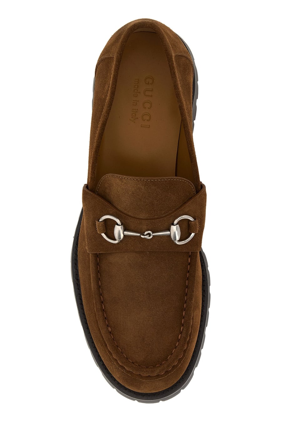 Gucci Mocassini in pelle scamosciata marrone, view 4