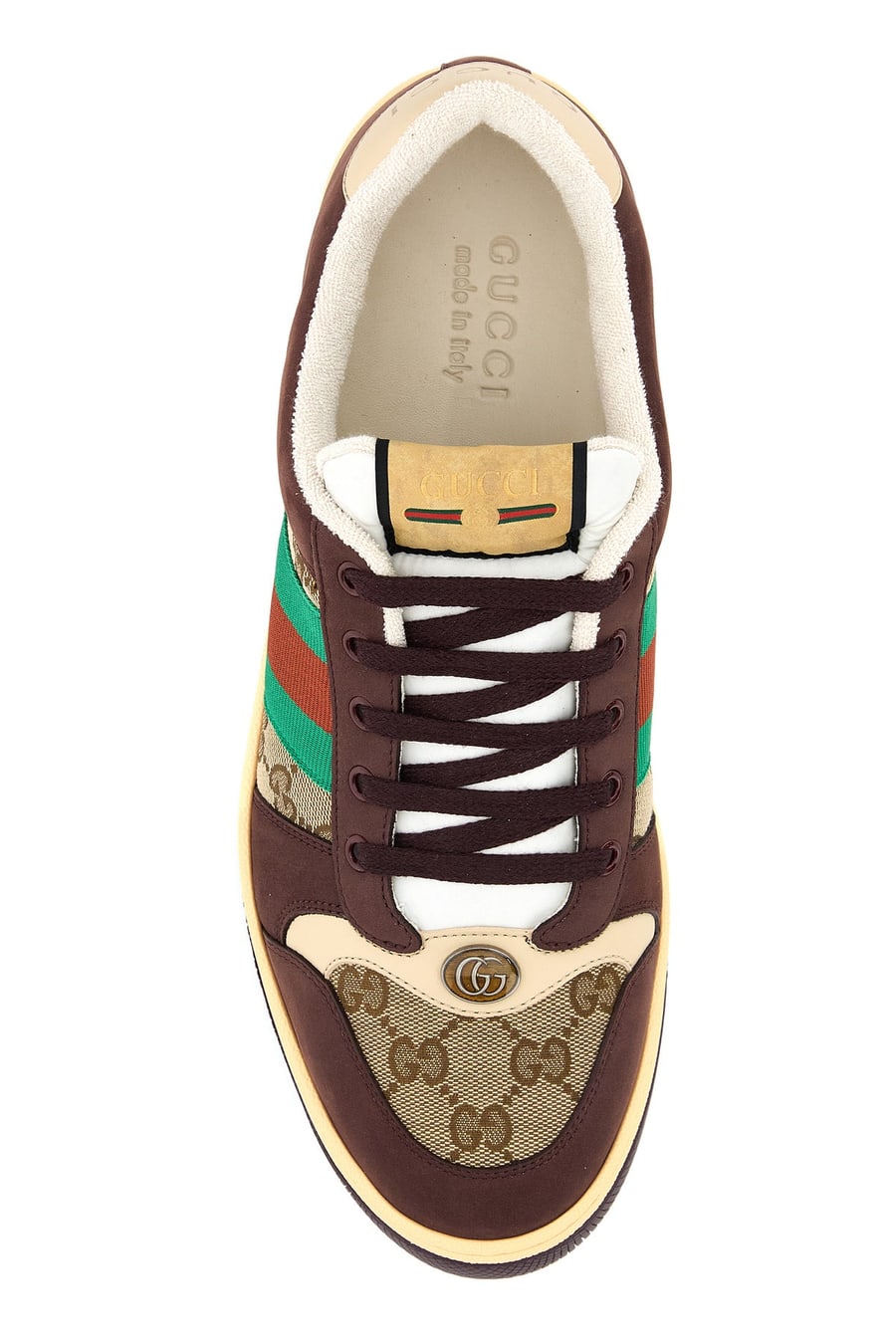 Gucci Sneakers multicolor in pelle e tessuto GG, view 4