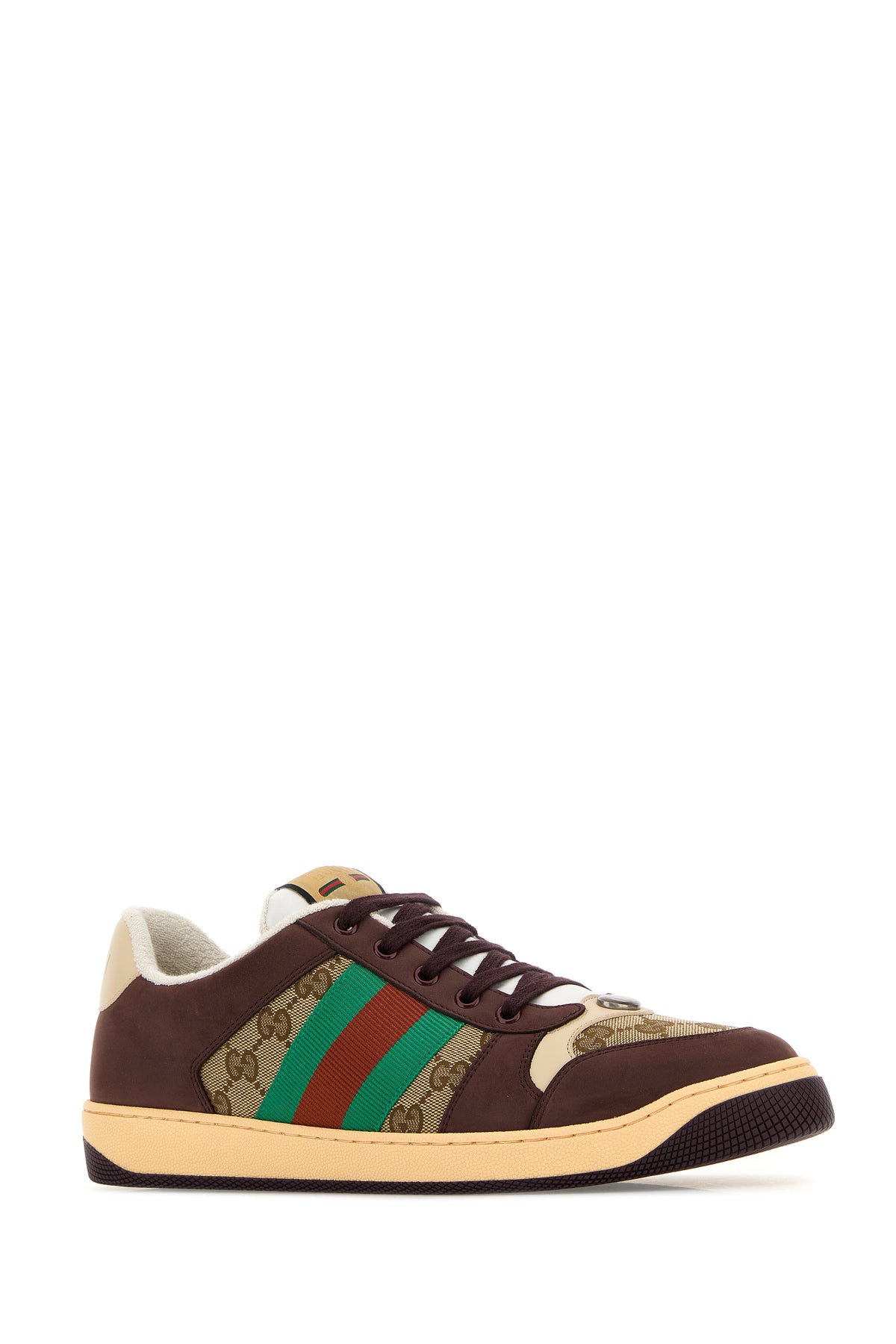 Gucci Sneakers multicolor in pelle e tessuto GG, view 2
