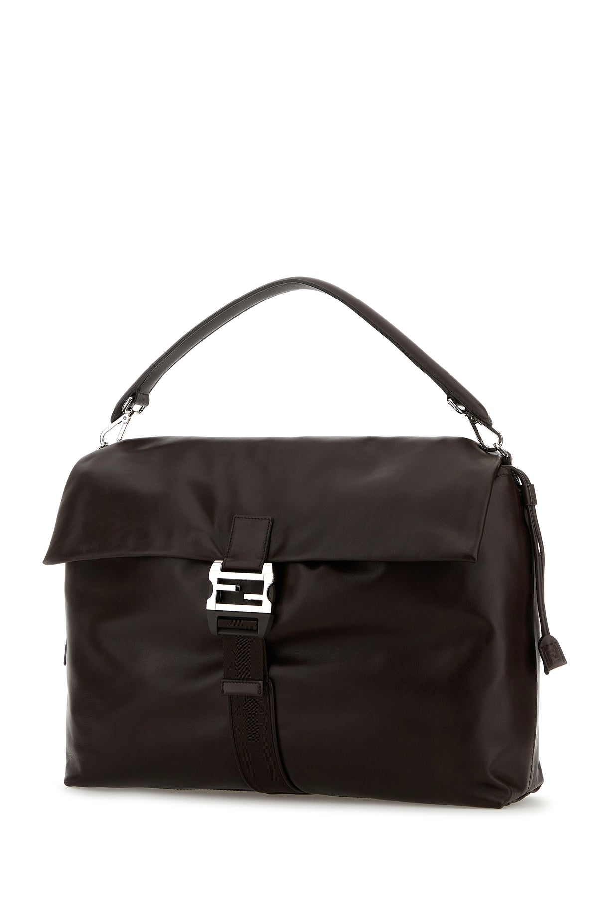 Fendi Borsa shopping Fendi Flux Maxi Messenger in pelle marrone, view 2