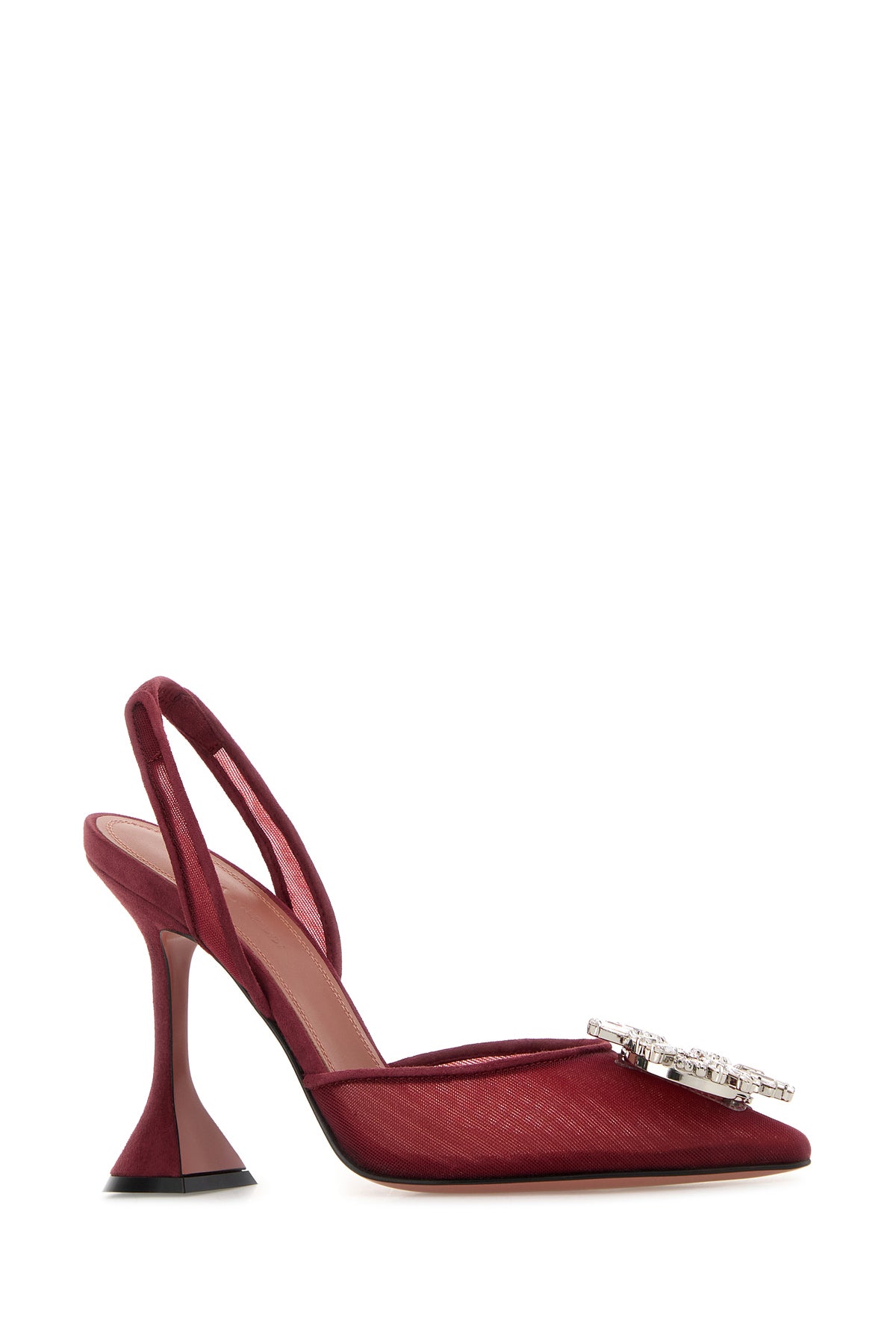Amina Muaddi Scarpe con tacco Begum in rete rosso tiziano, view 2