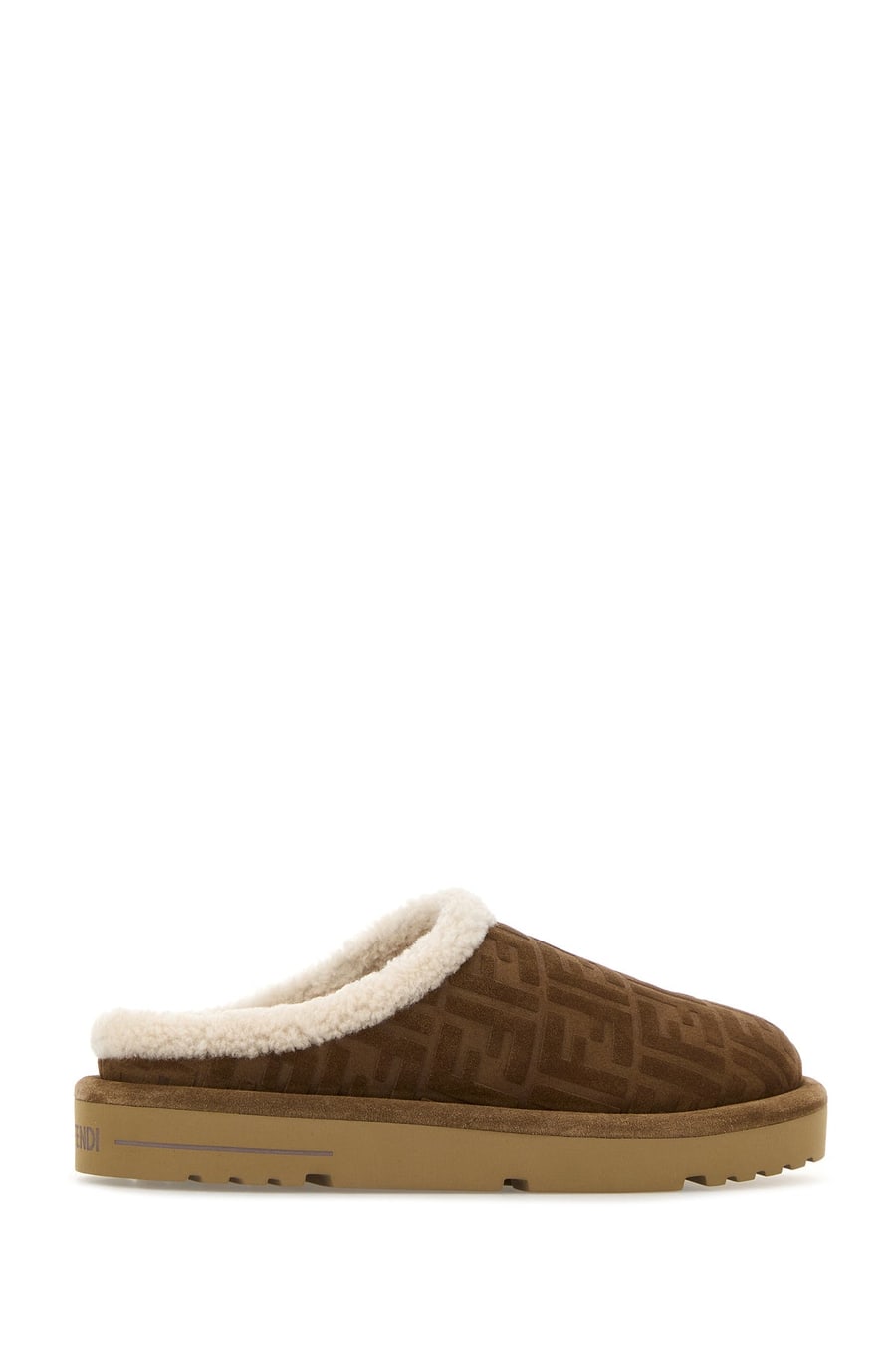 Fendi Slippers in pelle scamosciata marrone, view 3
