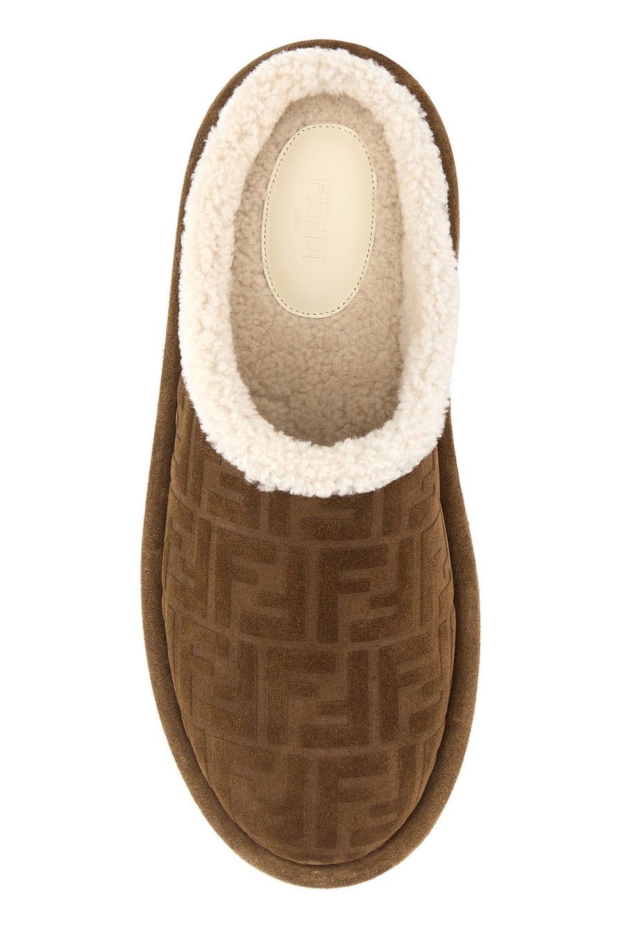 Fendi Slippers in pelle scamosciata marrone, view 4