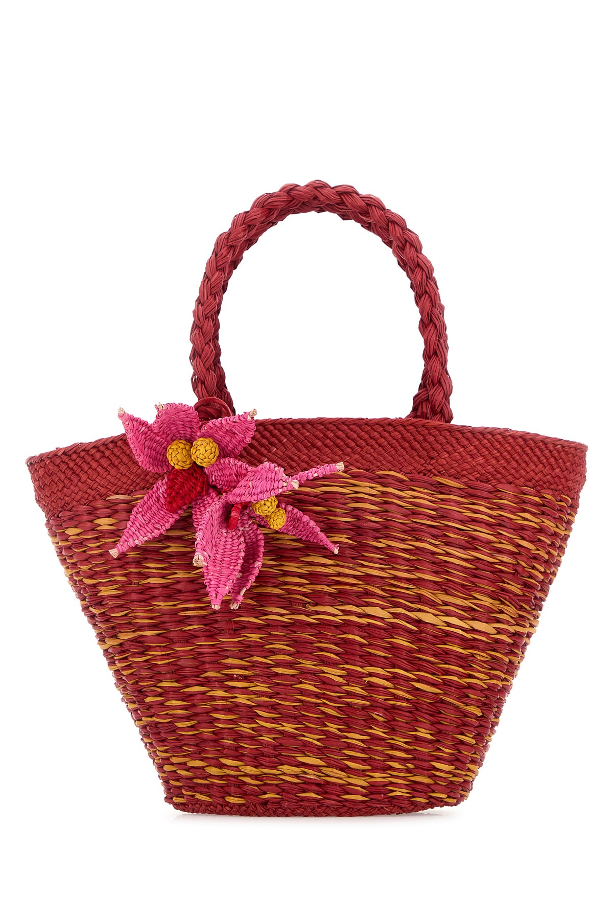 AMOR Y MEZCAL Borsa a secchiello in rafia multicolor