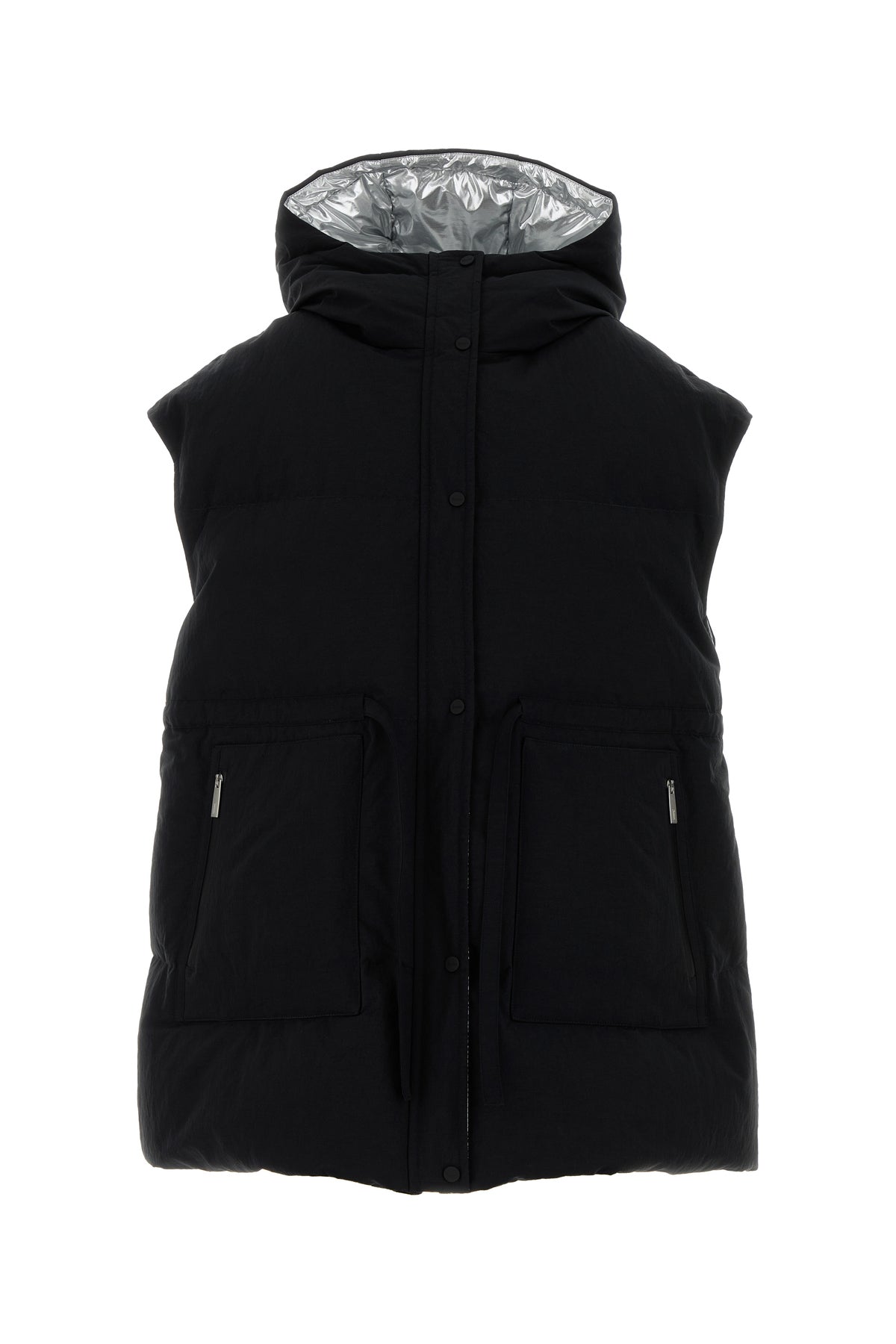 HERNO LAMINAR Piumino smanicato in misto poliestere nero