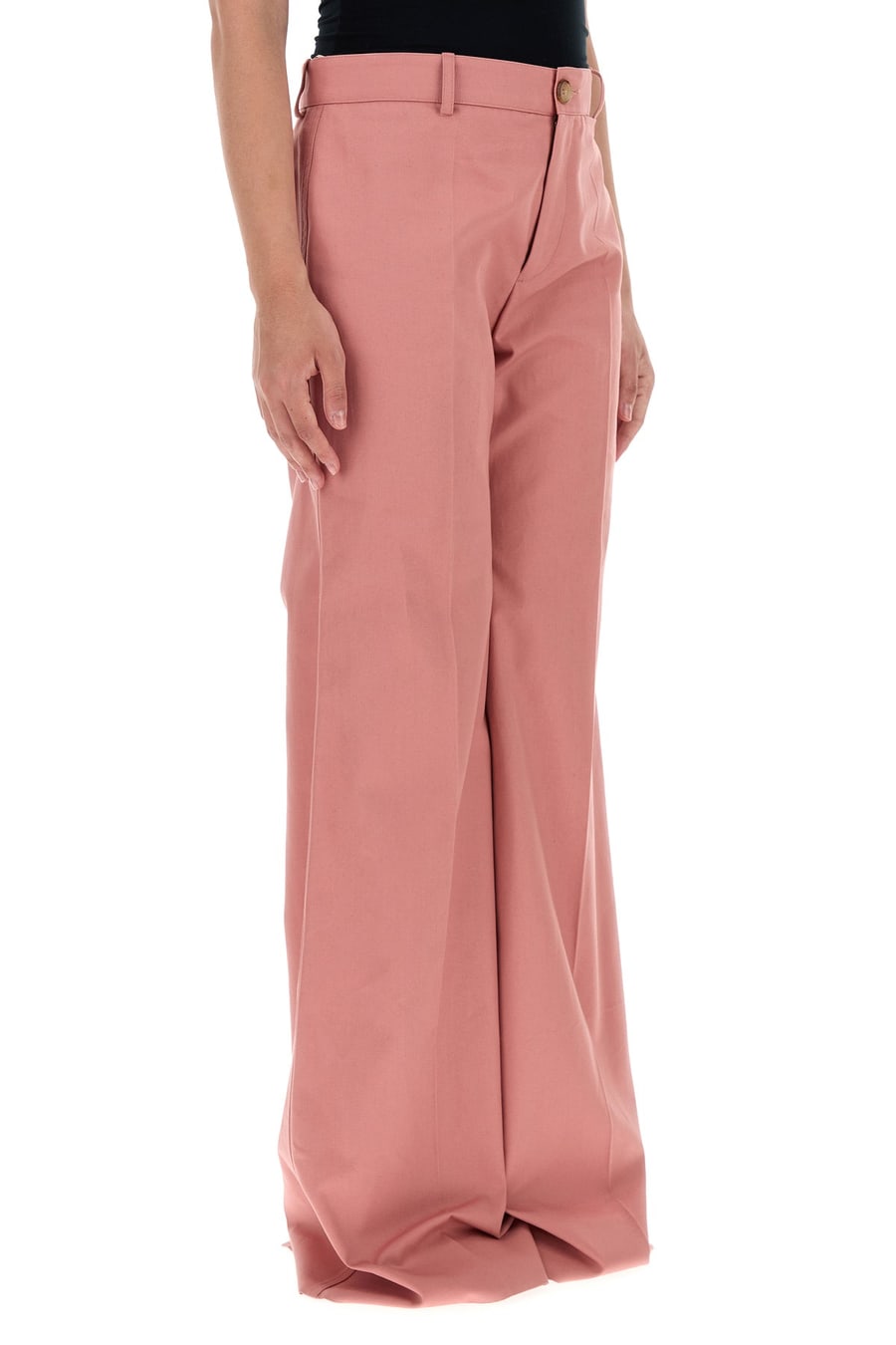 Chloé Pantalone palazzo in cotone rosa scuro, view 3