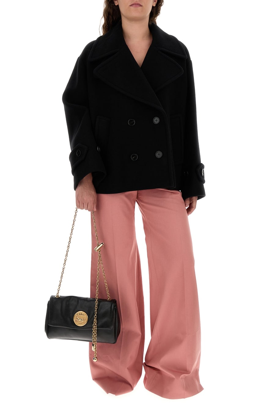 Chloé Pantalone palazzo in cotone rosa scuro, view 6