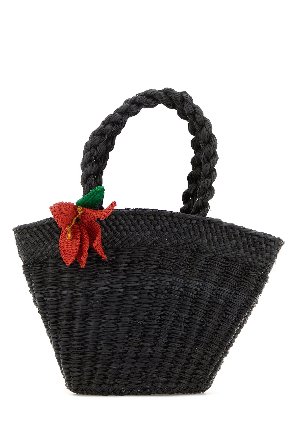 AMOR Y MEZCAL Borsa a secchiello in rafia nera