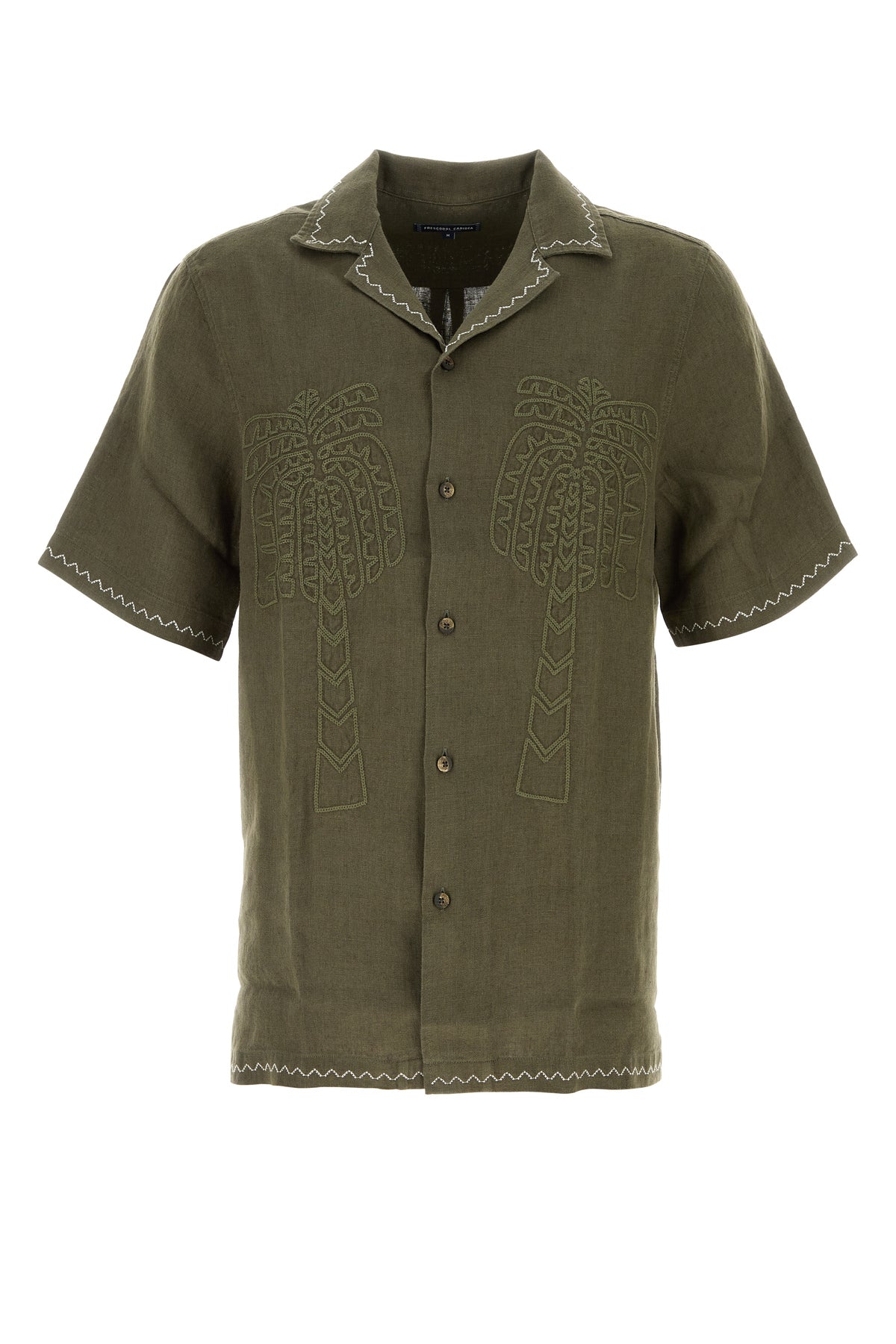 FRESCOBOL CARIOCA Camicia Flavio in lino verde oliva