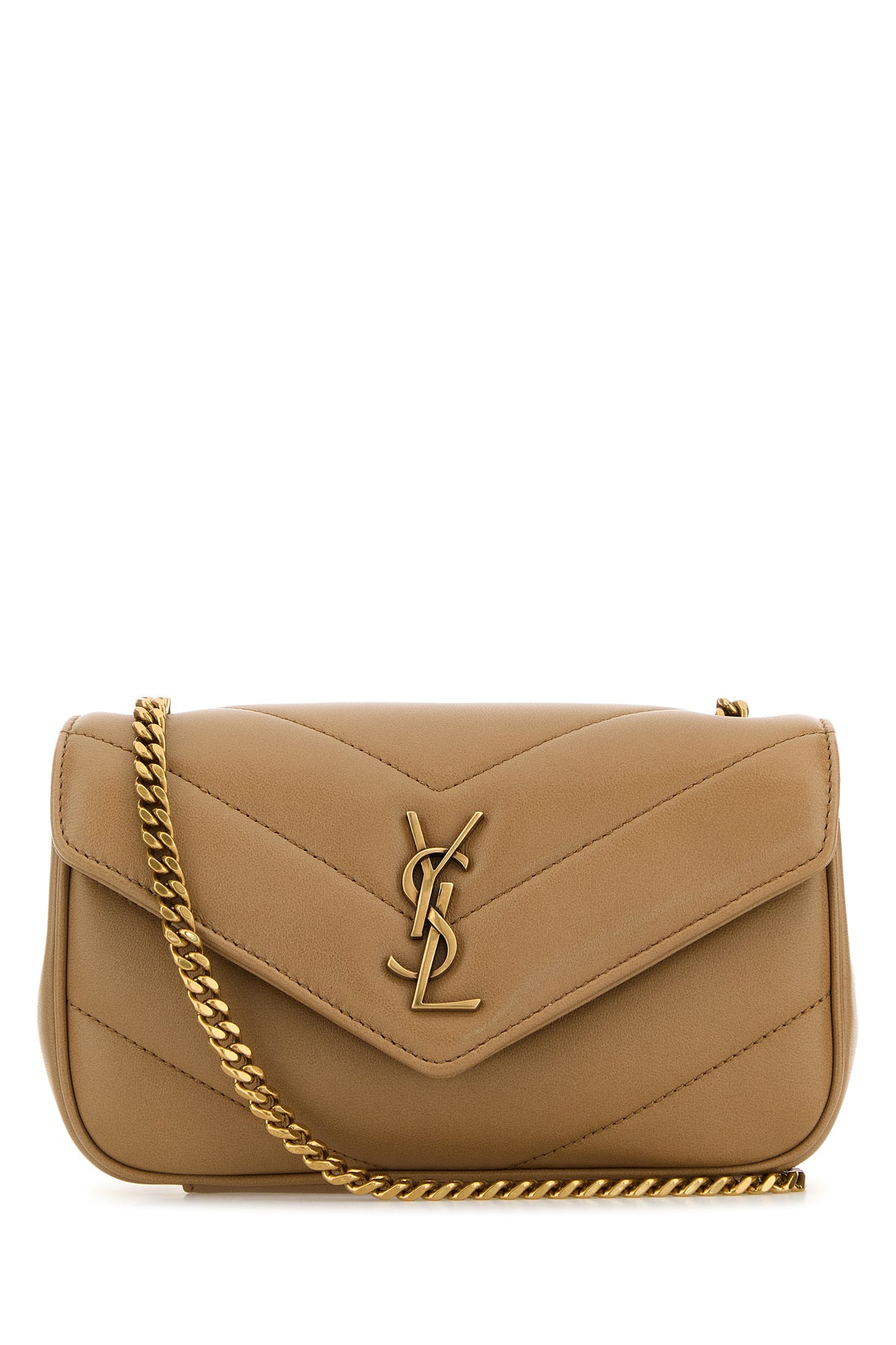 Saint Laurent Borsa a tracolla LouLou mini in pelle cammello