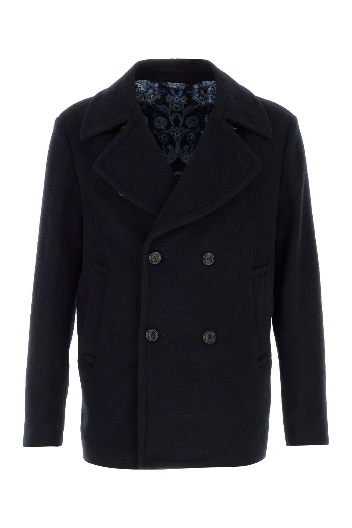 Etro Cappotto in lana blu notte