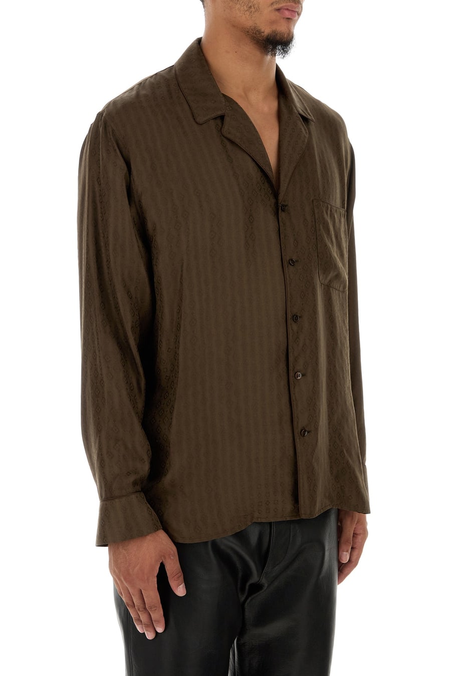 Saint Laurent Camicia in seta marrone, view 3