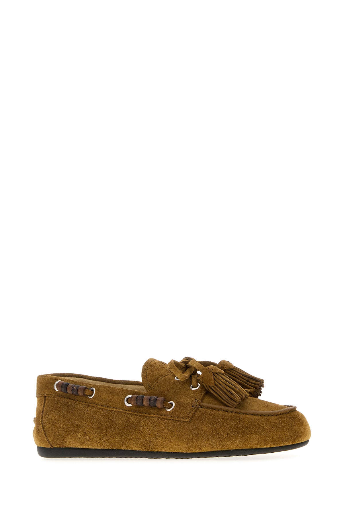 Miu Miu Mocassini in pelle scamosciata kaki, view 2