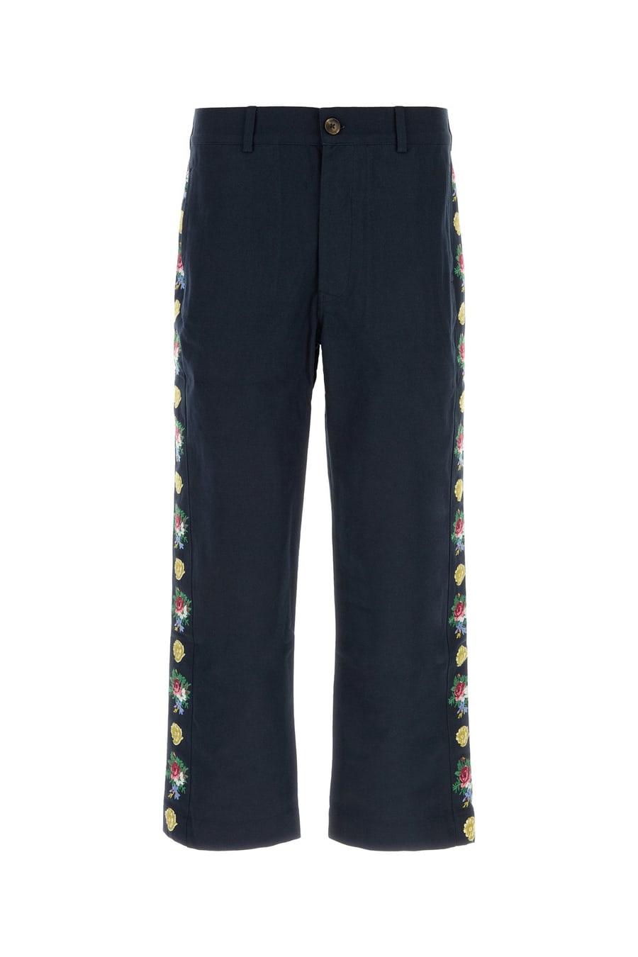 BAZISZT Pantalone Pine in cotone blu navy