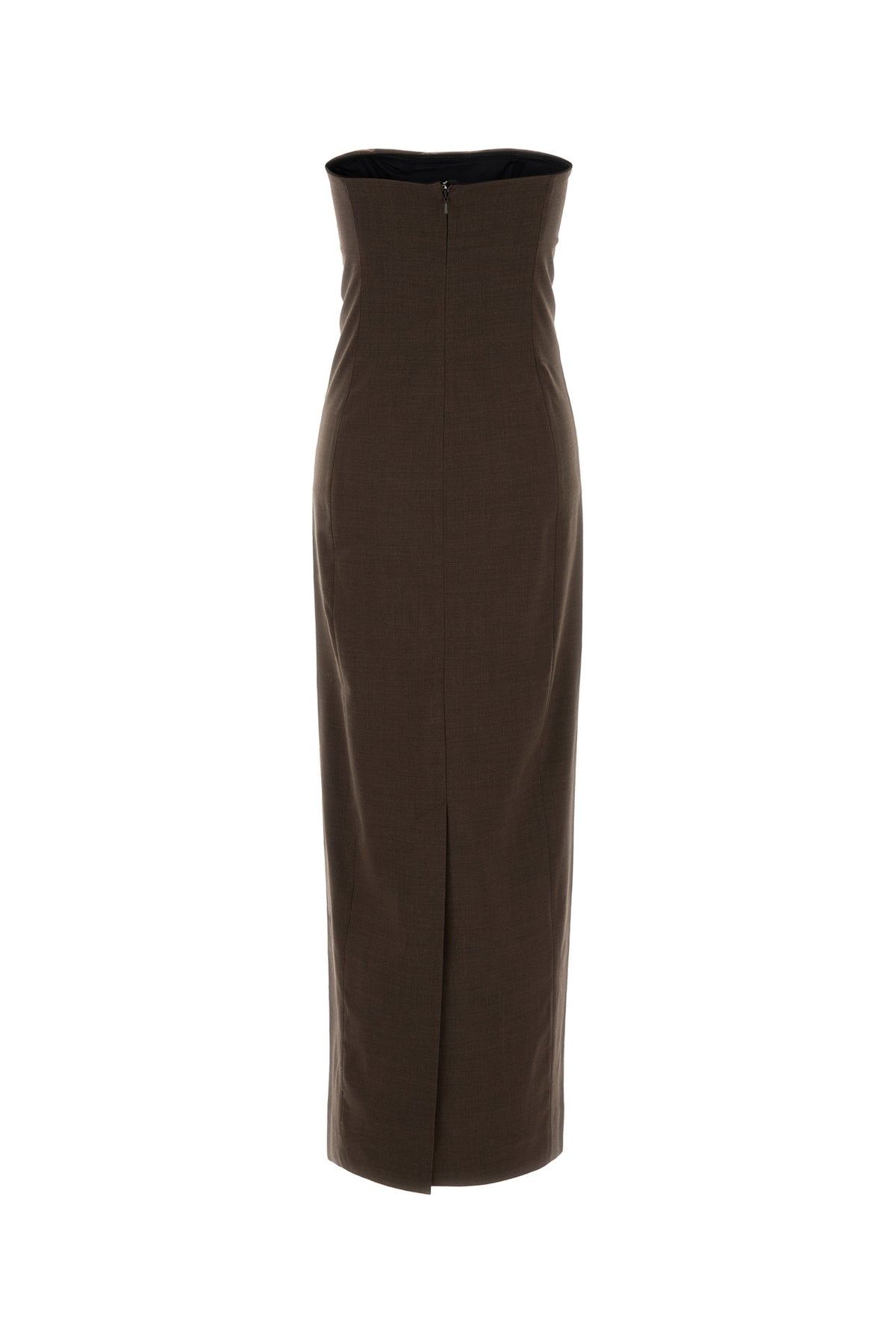 LOULOU DE SAISON Abito Shilo in lana stretch marrone, view 2