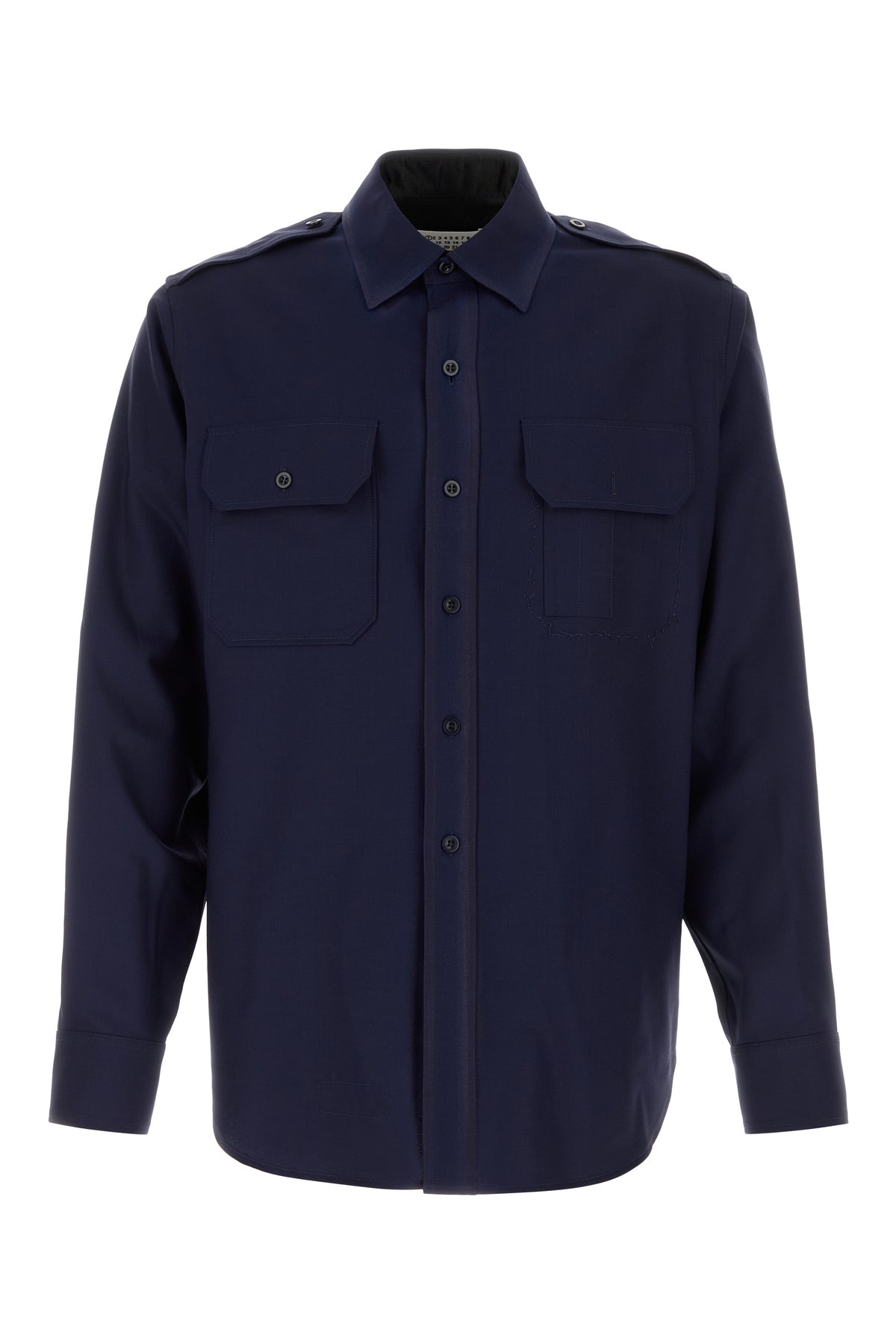 Maison Margiela Camicia in lana blu navy