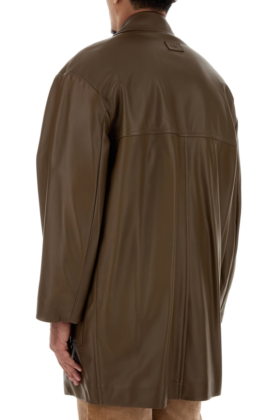 Fendi Cappotto in nappa marrone, view 4