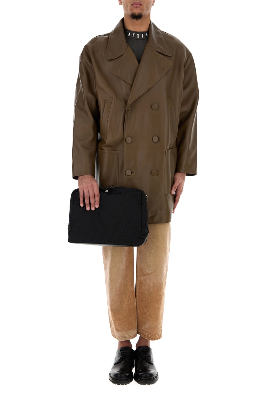 Fendi Cappotto in nappa marrone, view 6