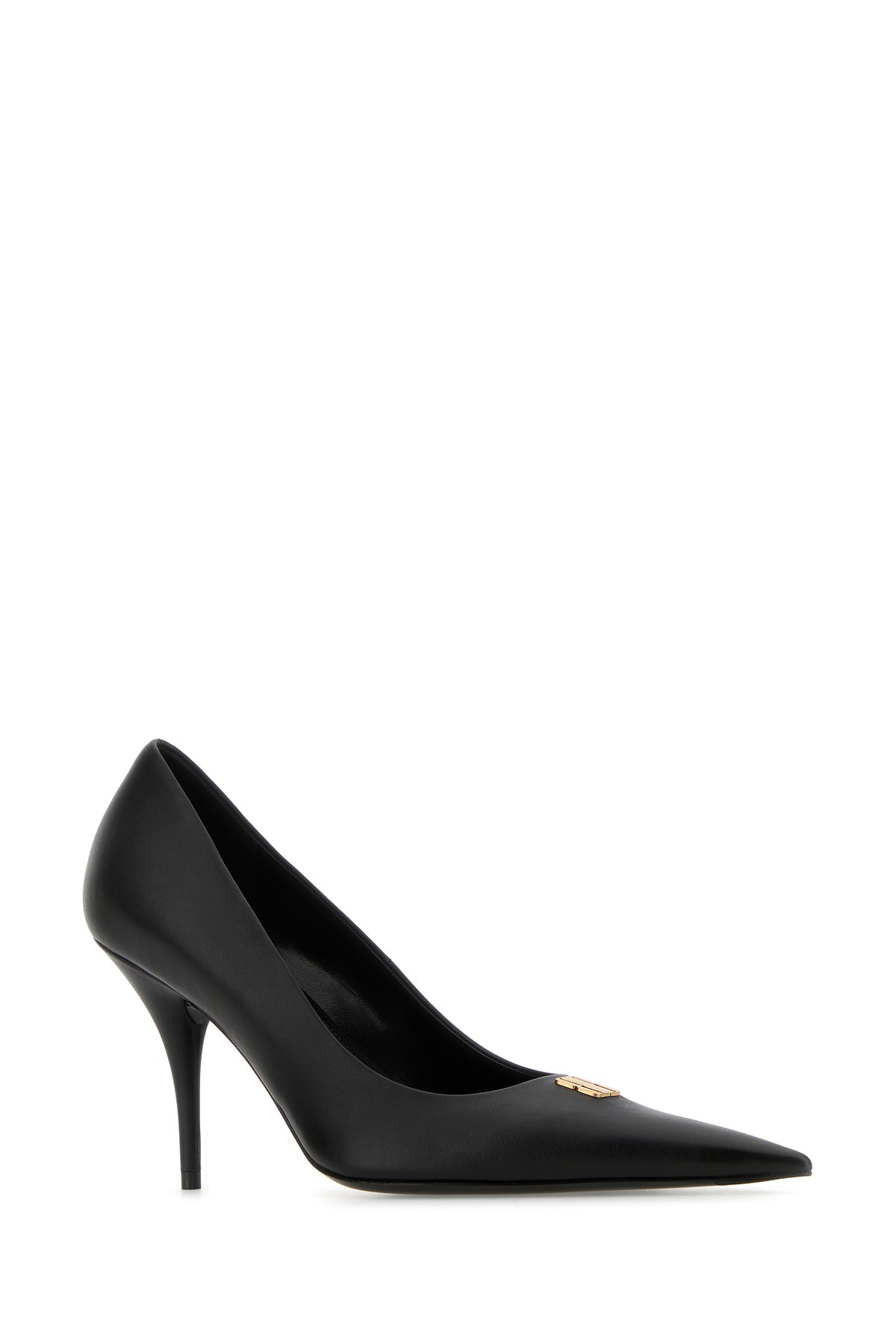 Balenciaga Scarpe con tacco Avenue BB Editor 90 in pelle nera, view 2