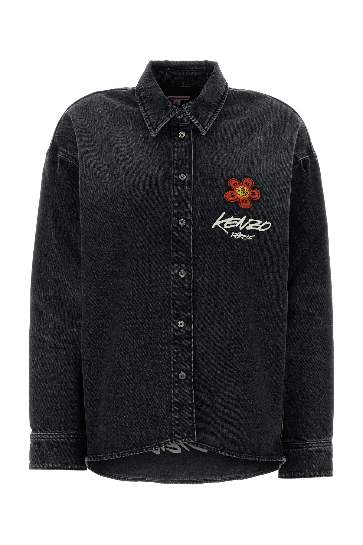 KENZO Camicia in denim stretch nero