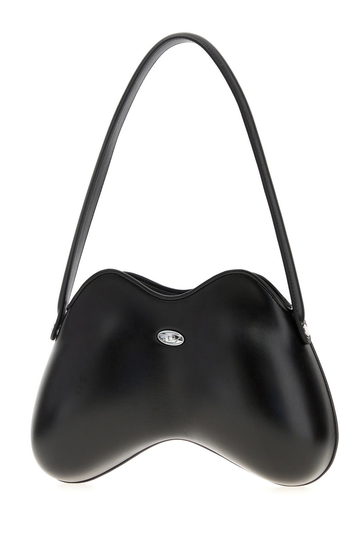 Diesel Borsa a spalla Double-D in similpelle nera, view 2