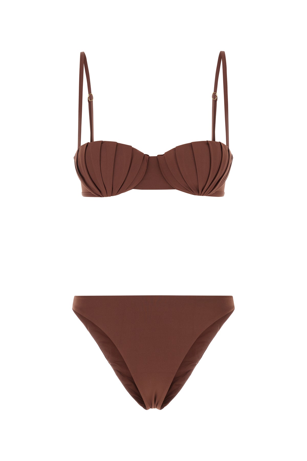 AMOTEA Bikini Serena in nylon stretch marrone