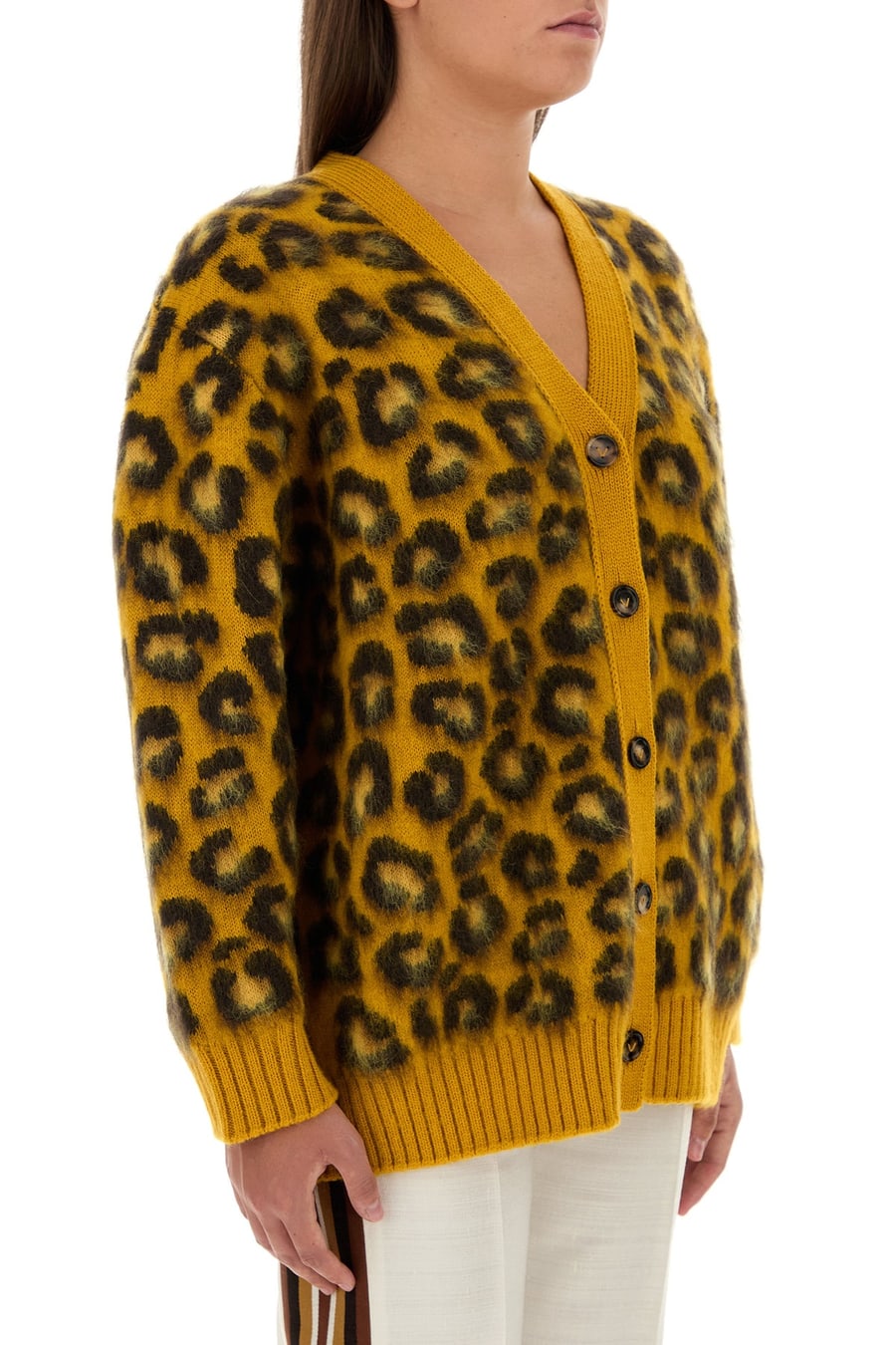 Bottega Veneta Cardigan oversize in misto lana ricamato, view 3