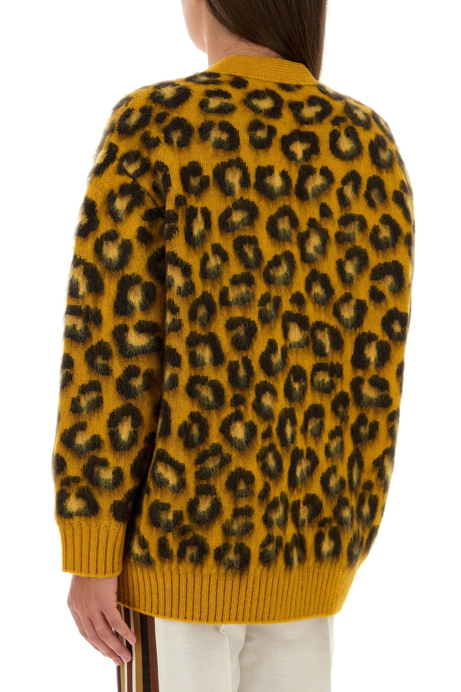 Bottega Veneta Cardigan oversize in misto lana ricamato, view 4