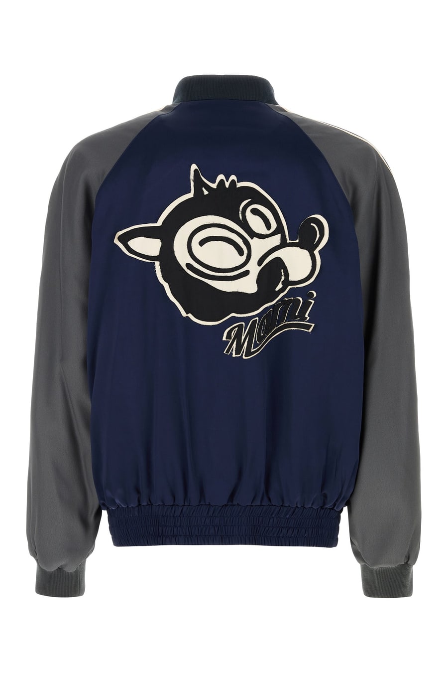 Marni Bomber in raso blu navy, view 2