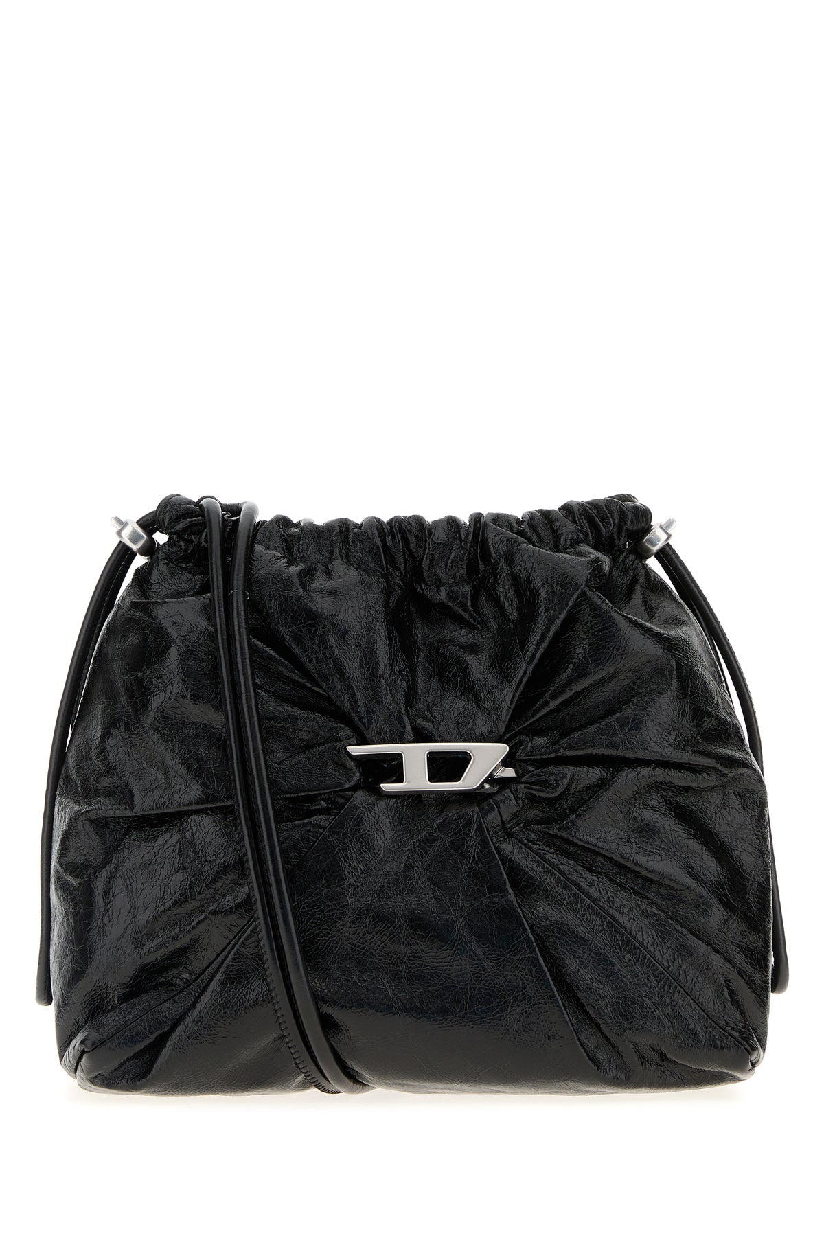 Diesel Borsa a secchiello Scrunch-D in pelle nera