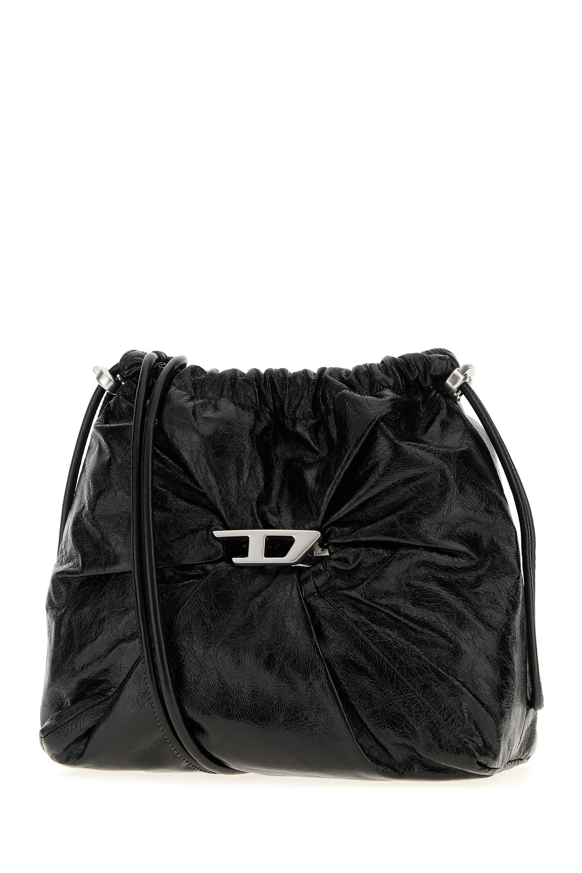 Diesel Borsa a secchiello Scrunch-D in pelle nera, view 2