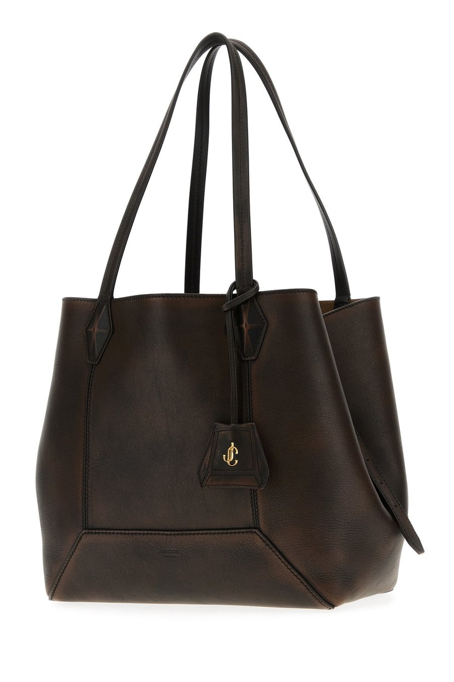 Jimmy Choo Borsa shopping Diamond in pelle testa di moro, view 2