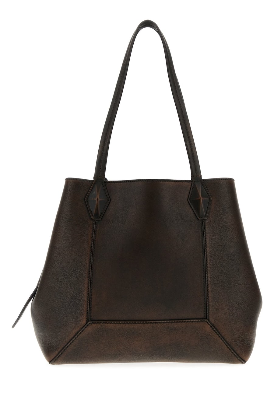 Jimmy Choo Borsa shopping Diamond in pelle testa di moro, view 3
