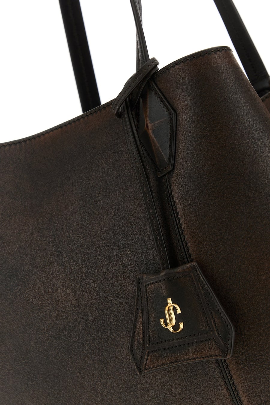 Jimmy Choo Borsa shopping Diamond in pelle testa di moro, view 4