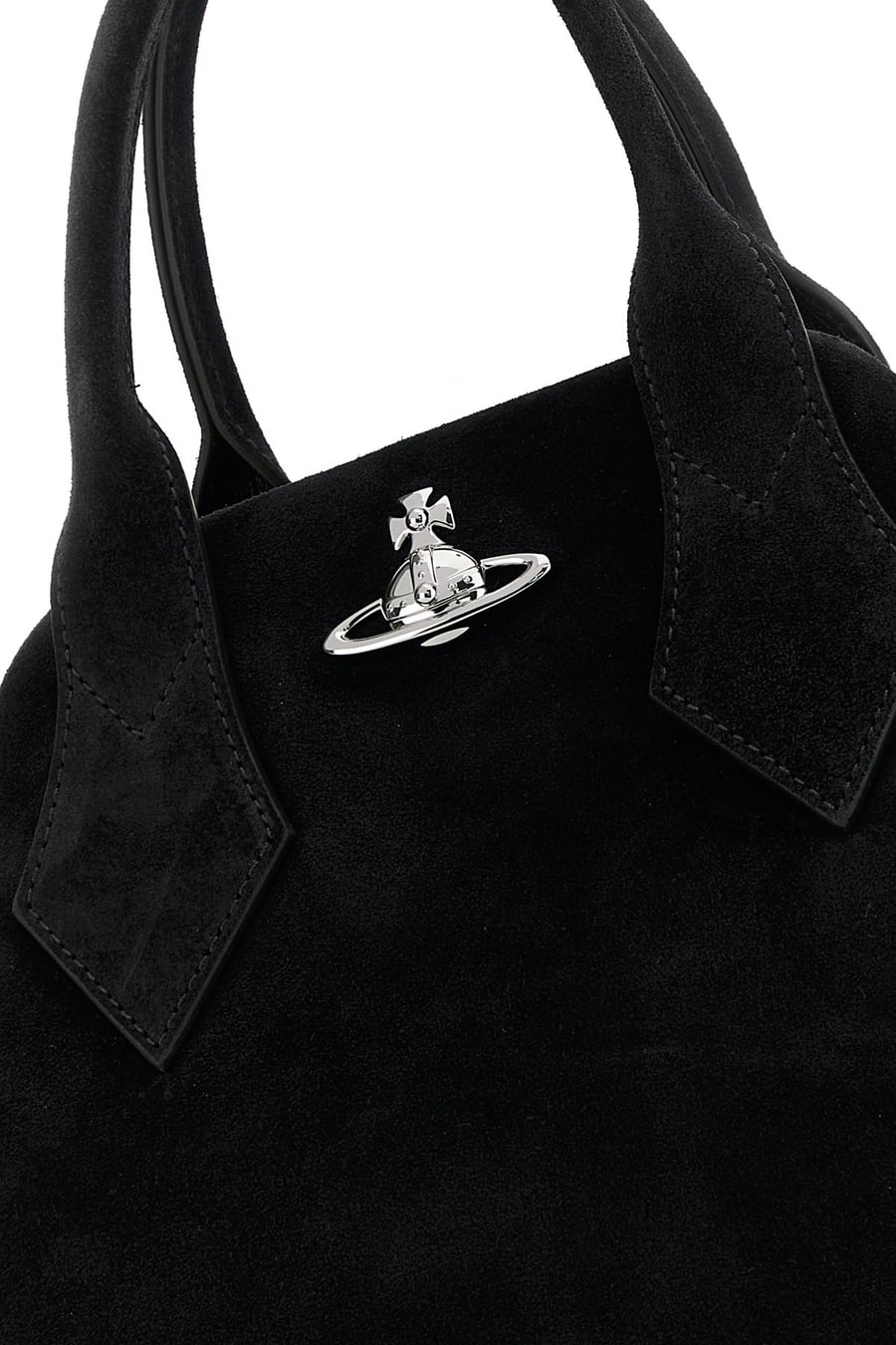 Vivienne Westwood Borsa a mano Yasmine media in pelle scamosciata nera, view 4