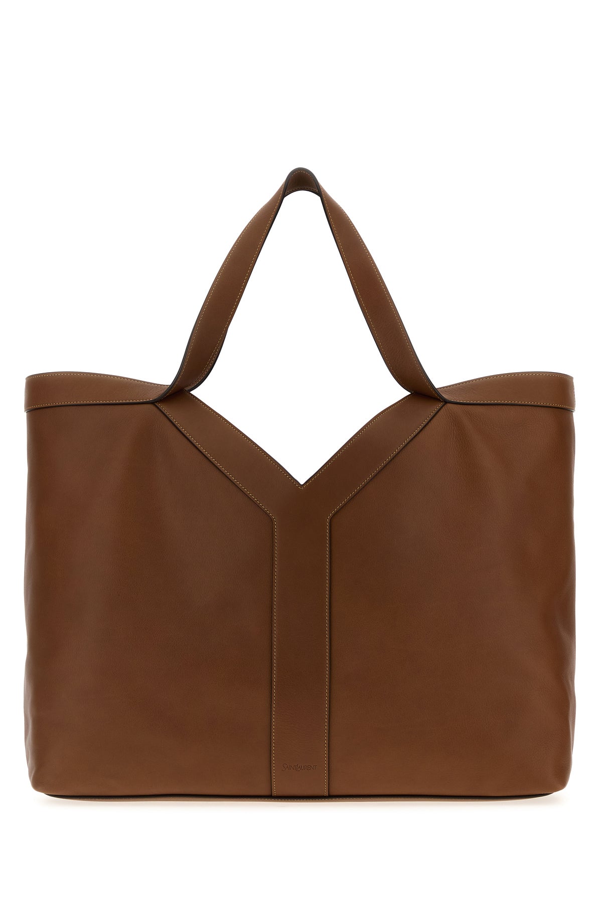 Saint Laurent Borsa shopping oversize in pelle marrone