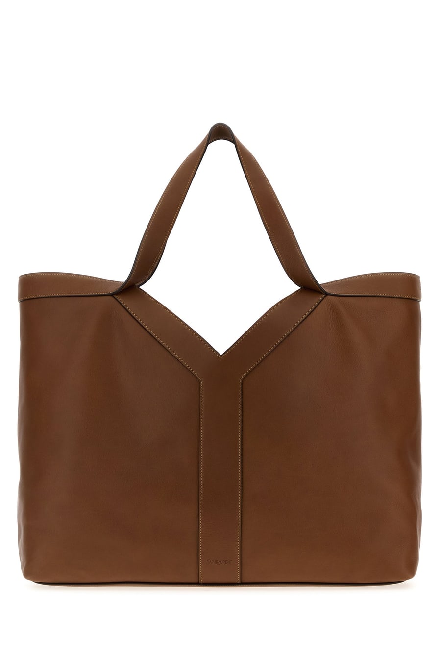 Saint Laurent Borsa shopping oversize in pelle marrone