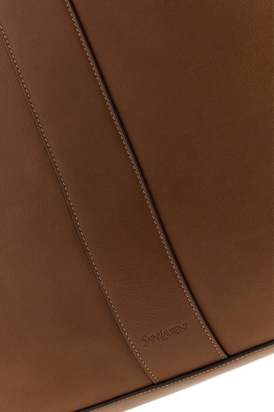 Saint Laurent Borsa shopping oversize in pelle marrone, view 4