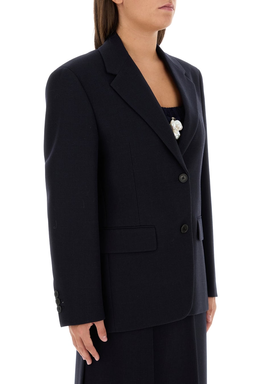 Prada Giacca in lana blu notte, view 3