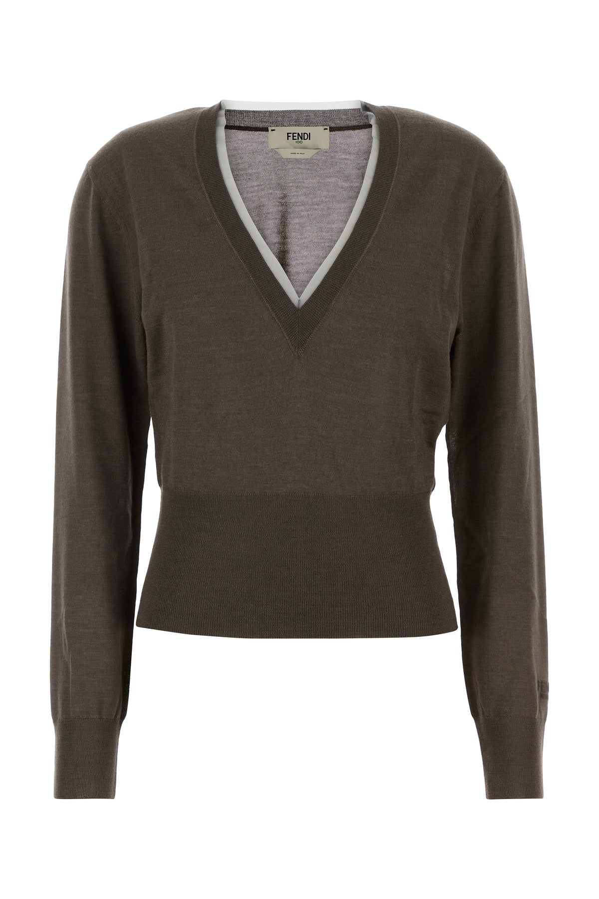 Fendi Maglione in misto cashmere tortora