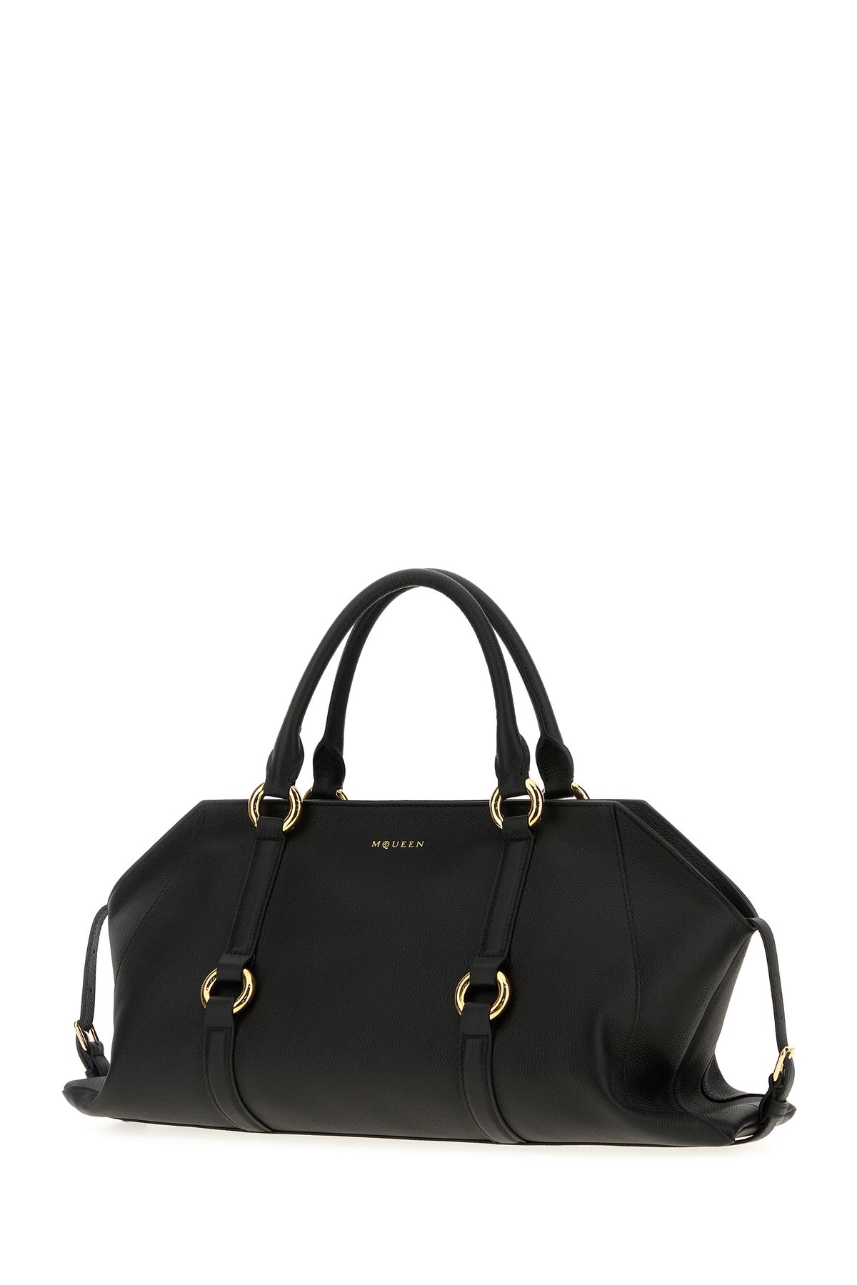 Alexander McQueen Borsa a mano Farringdon media in pelle nera, view 2