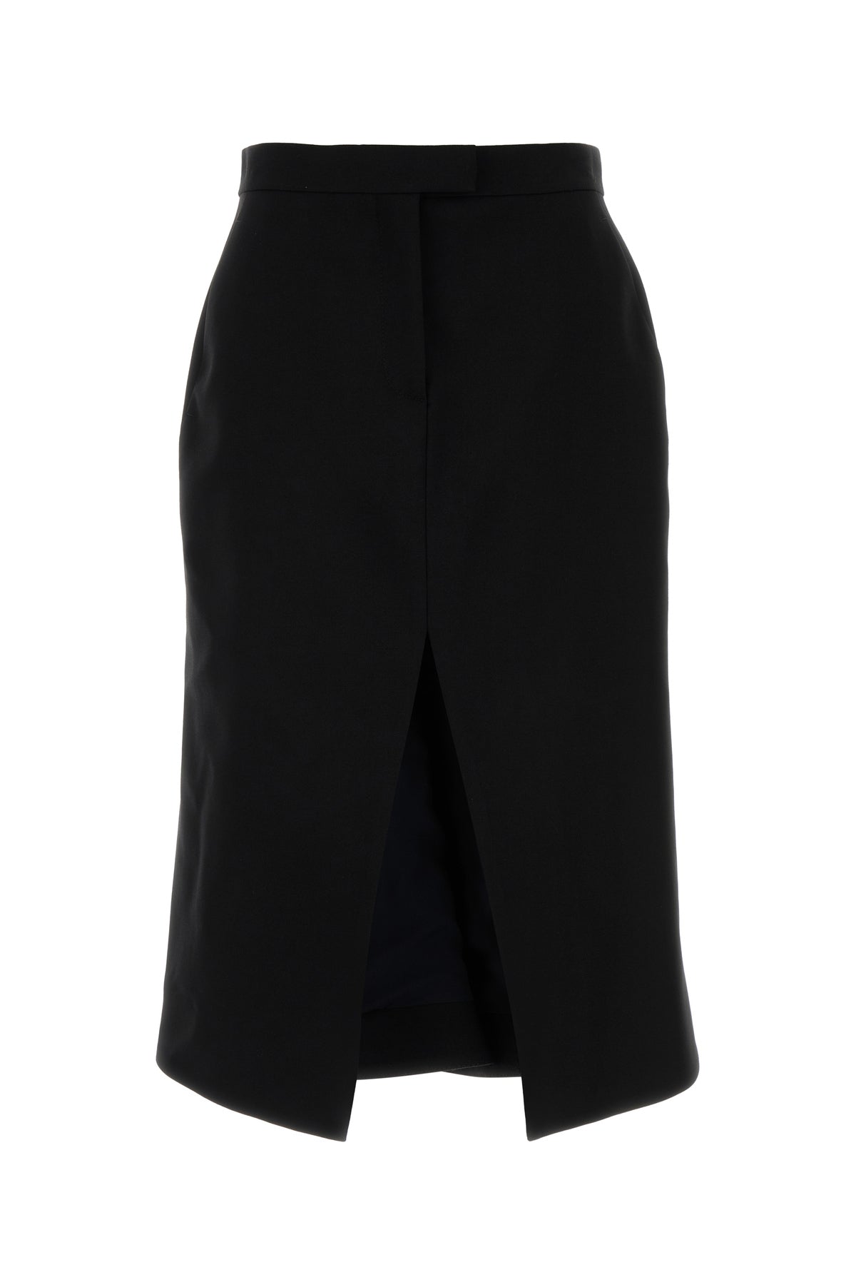 Alexander McQueen Gonna in lana stretch nera