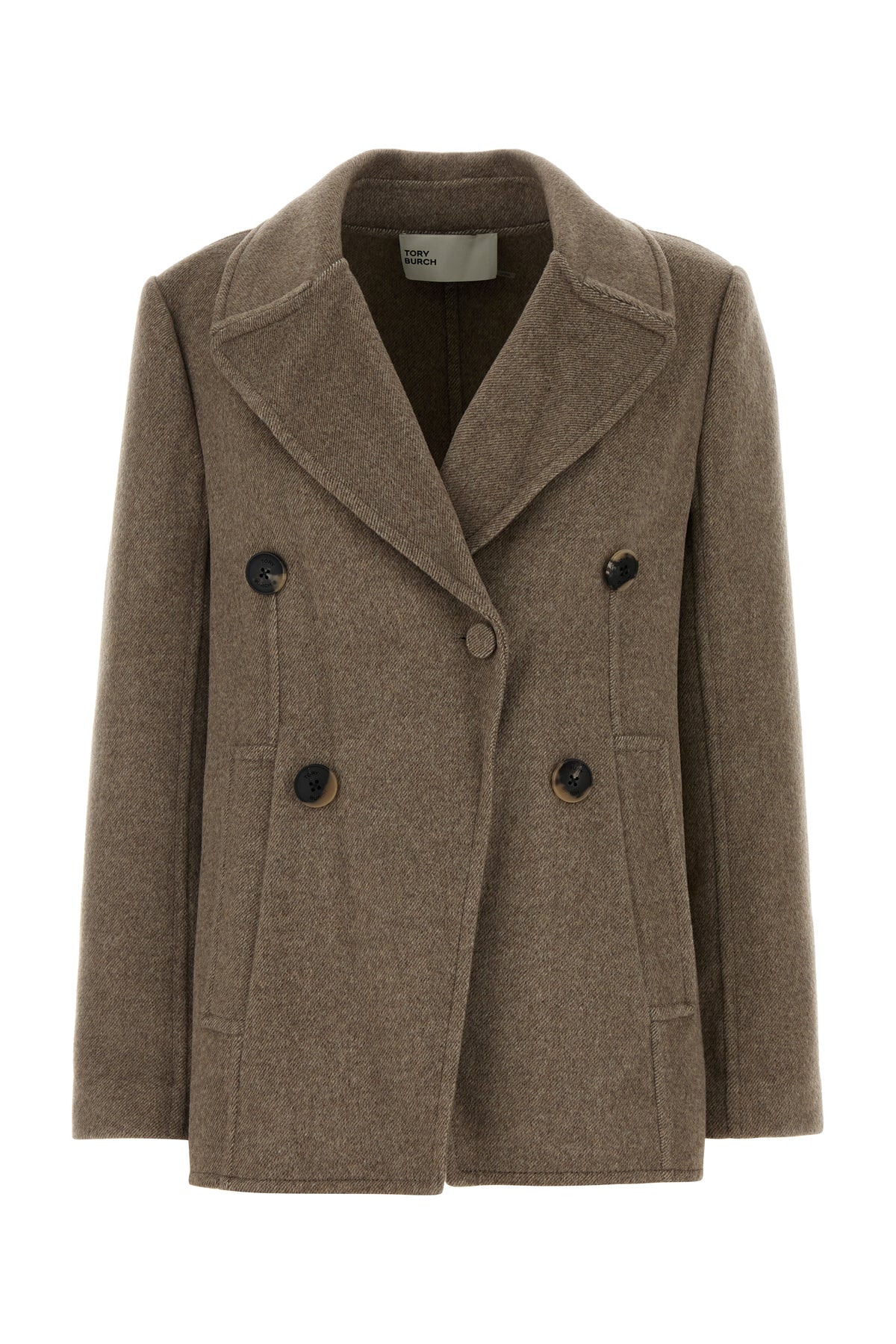 Tory Burch Cappotto in misto lana tortora