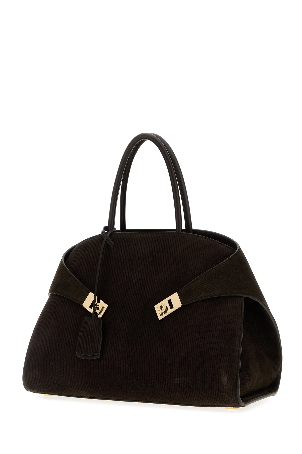 Ferragamo Borsa a mano Hug media in pelle scamosciata testa di moro, view 2