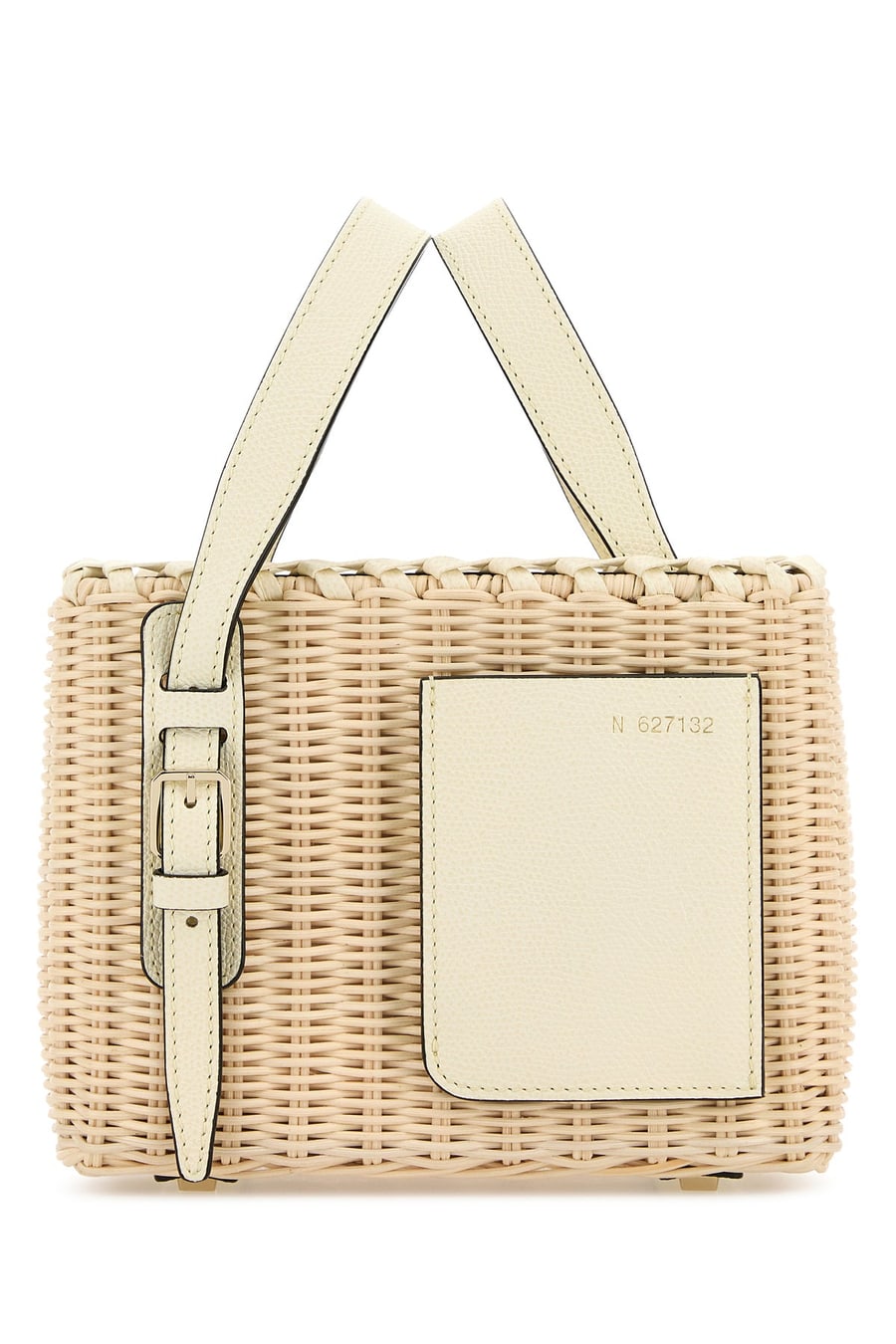 VALEXTRA Borsa a secchiello in vimini beige