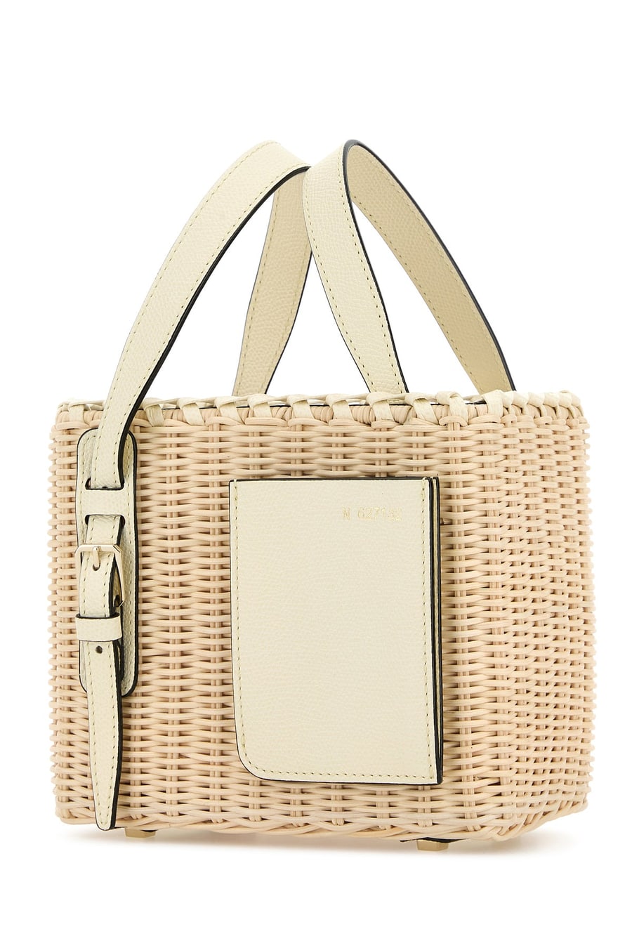 VALEXTRA Borsa a secchiello in vimini beige, view 2