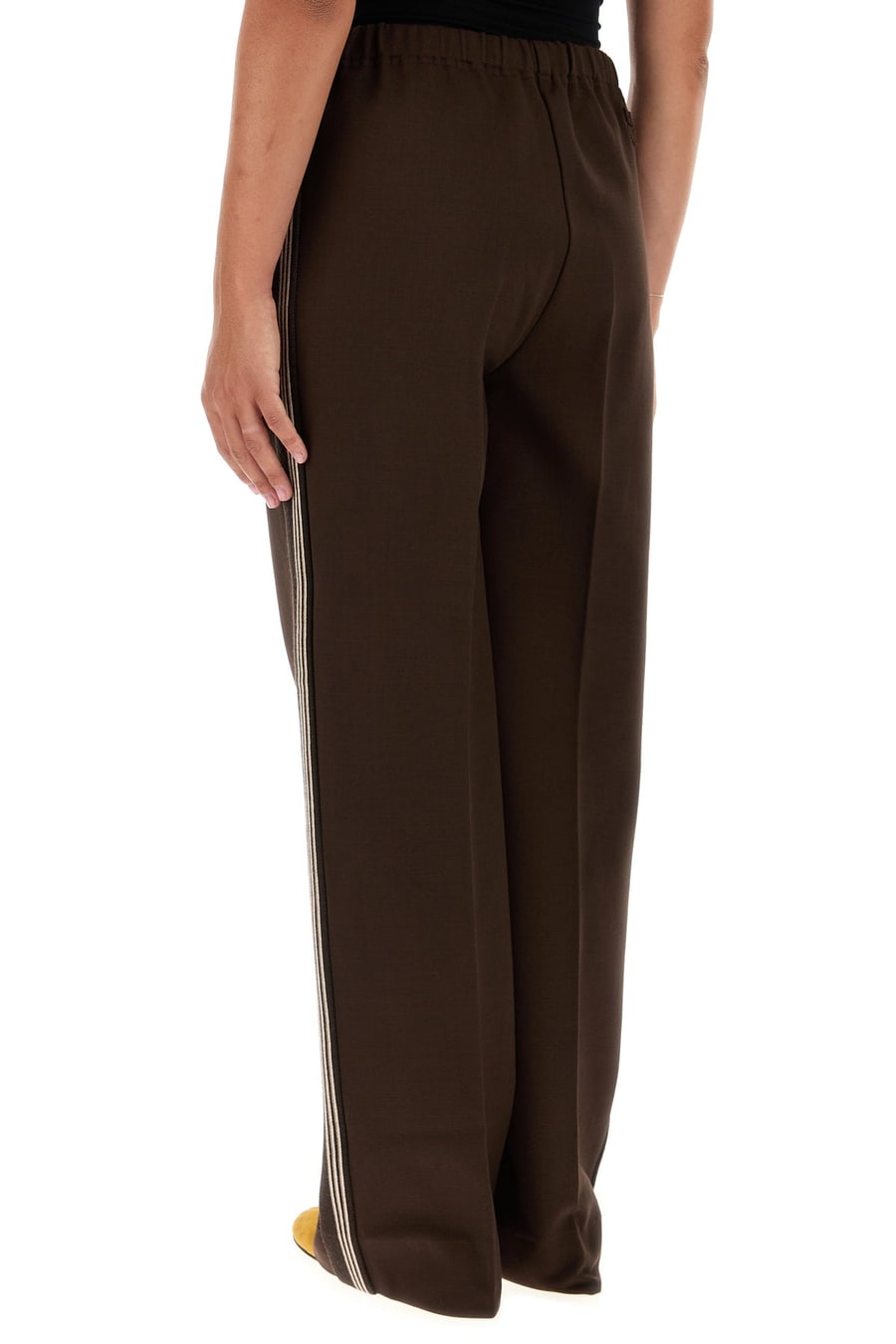 Miu Miu Pantalone in misto viscosa stretch marrone, view 4