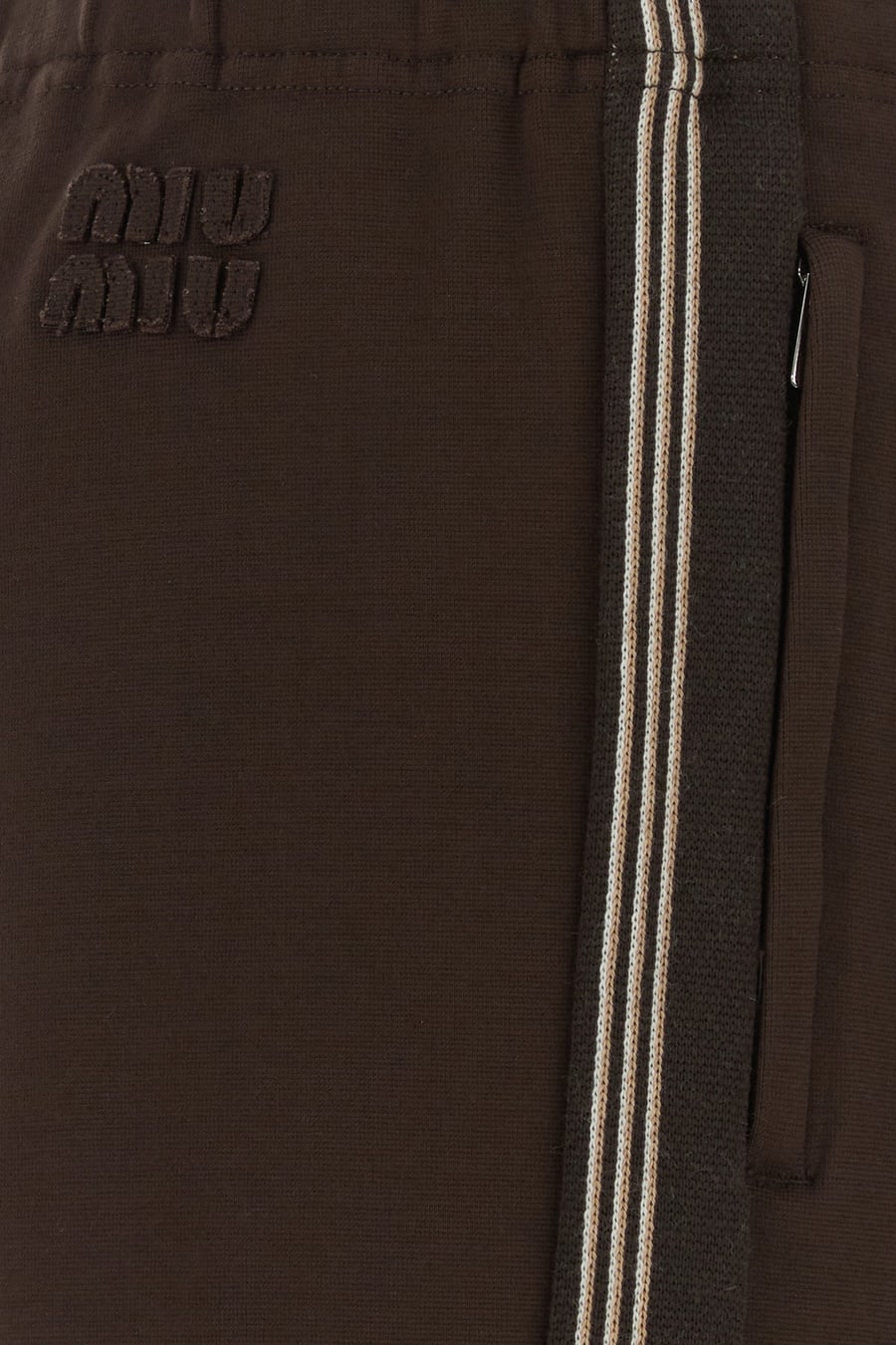 Miu Miu Pantalone in misto viscosa stretch marrone, view 5