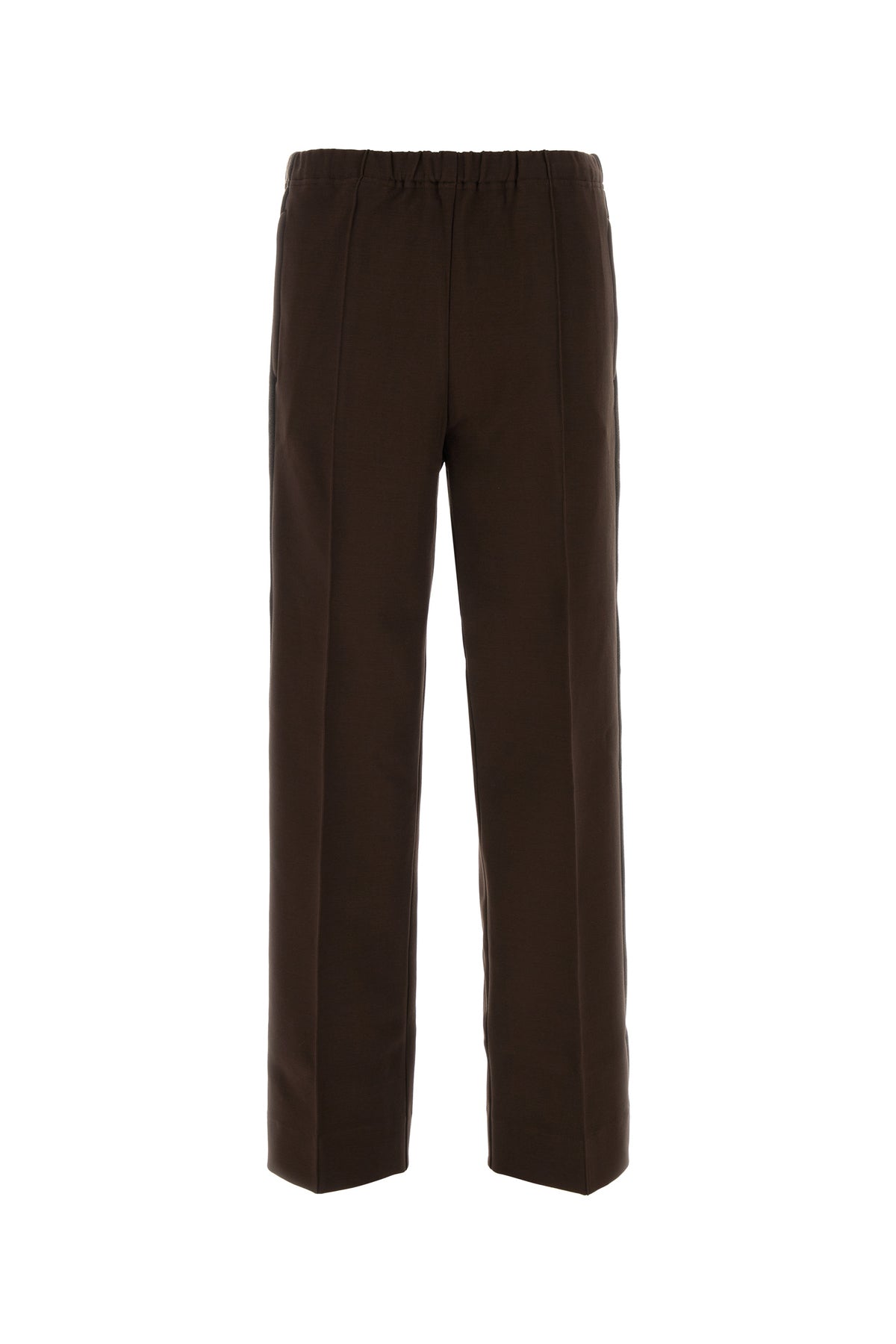 Miu Miu Pantalone in misto viscosa stretch marrone